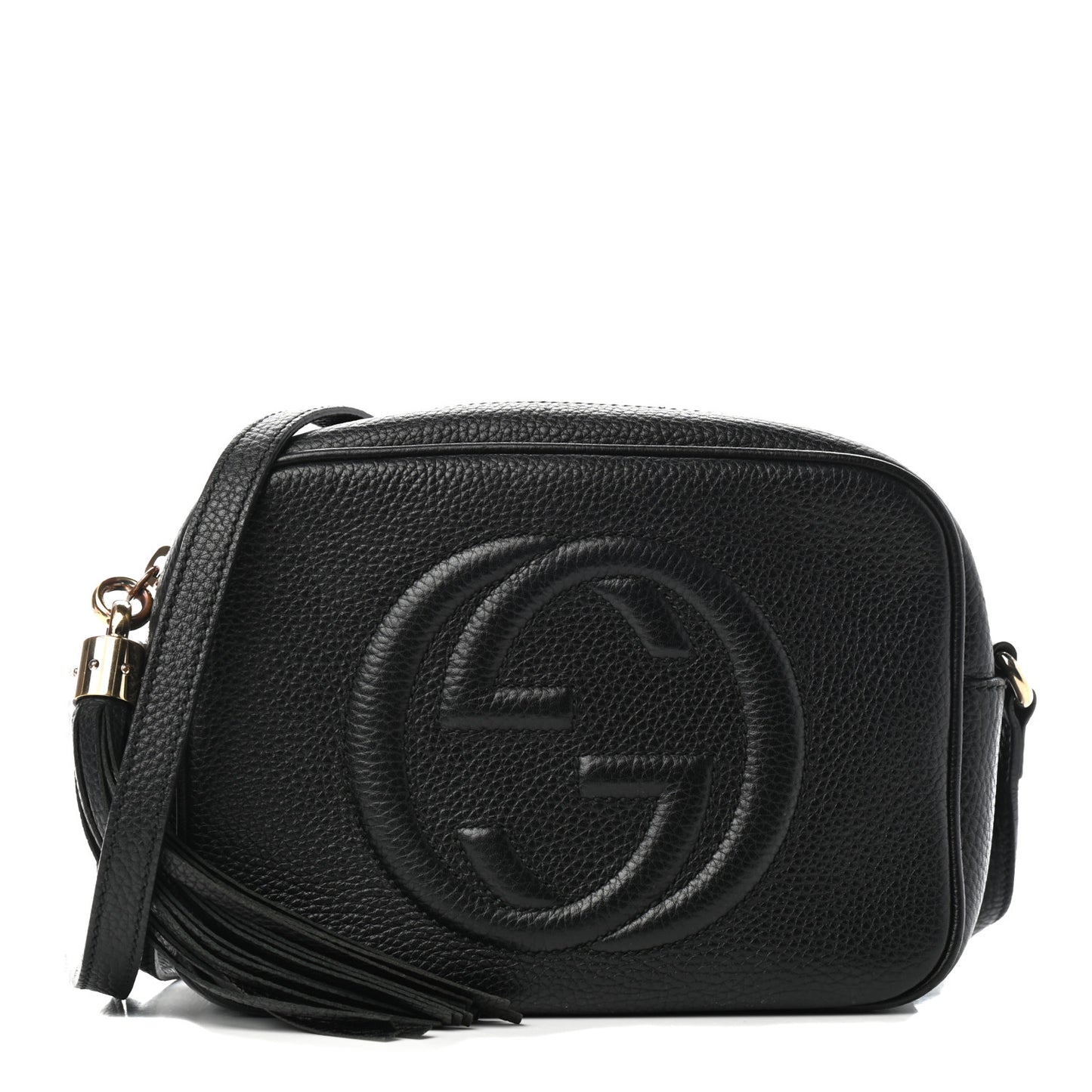 Pebbled Calfskin Small Soho Disco Bag Black