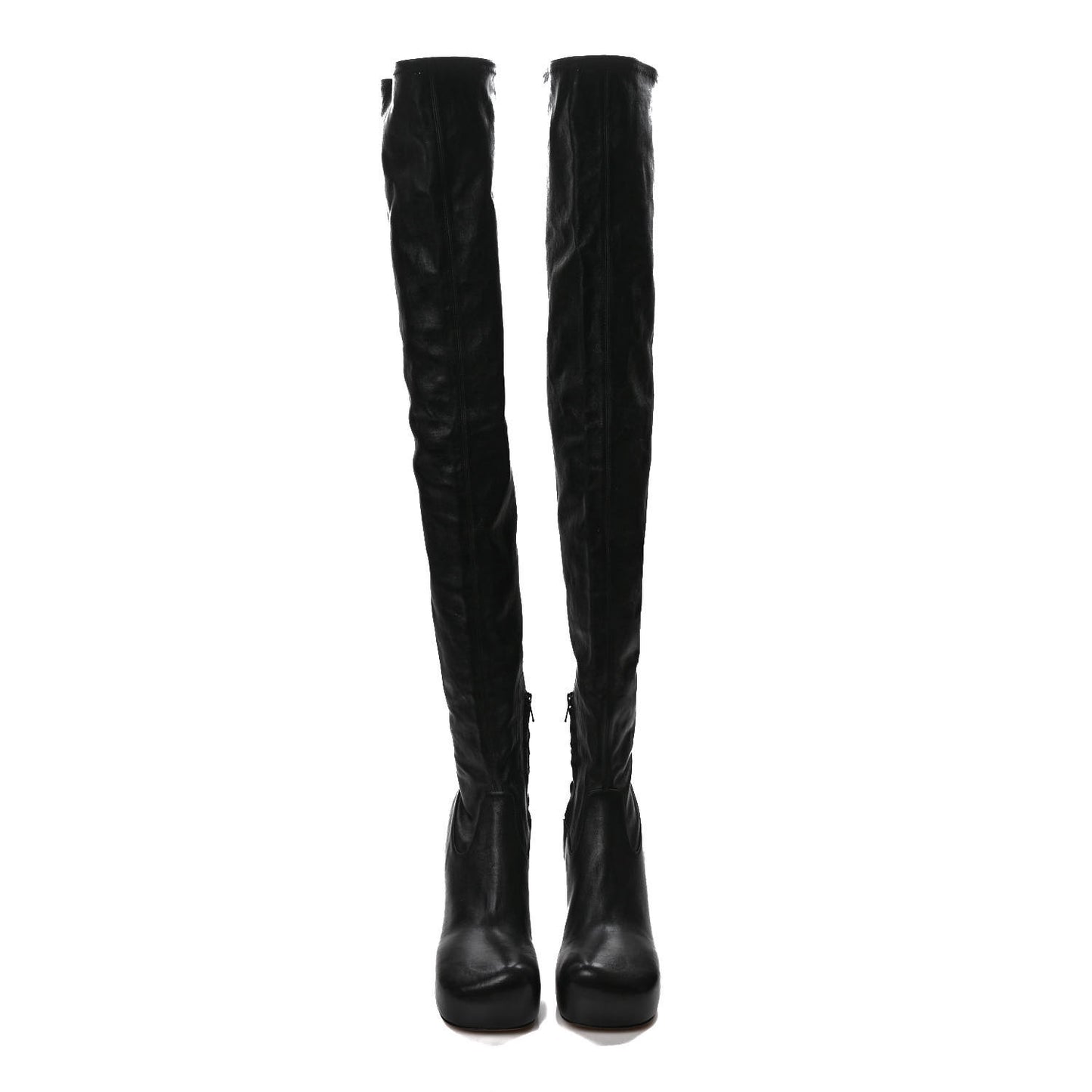 Nappa Platform Square Toe Over The Knee Boots 38.5 Black