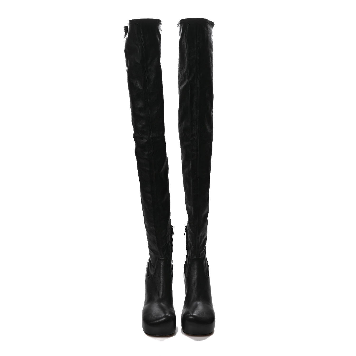 Bottega Veneta Nappa Platform Square Toe Over The Knee Boots 38.5 Black 2 of 7