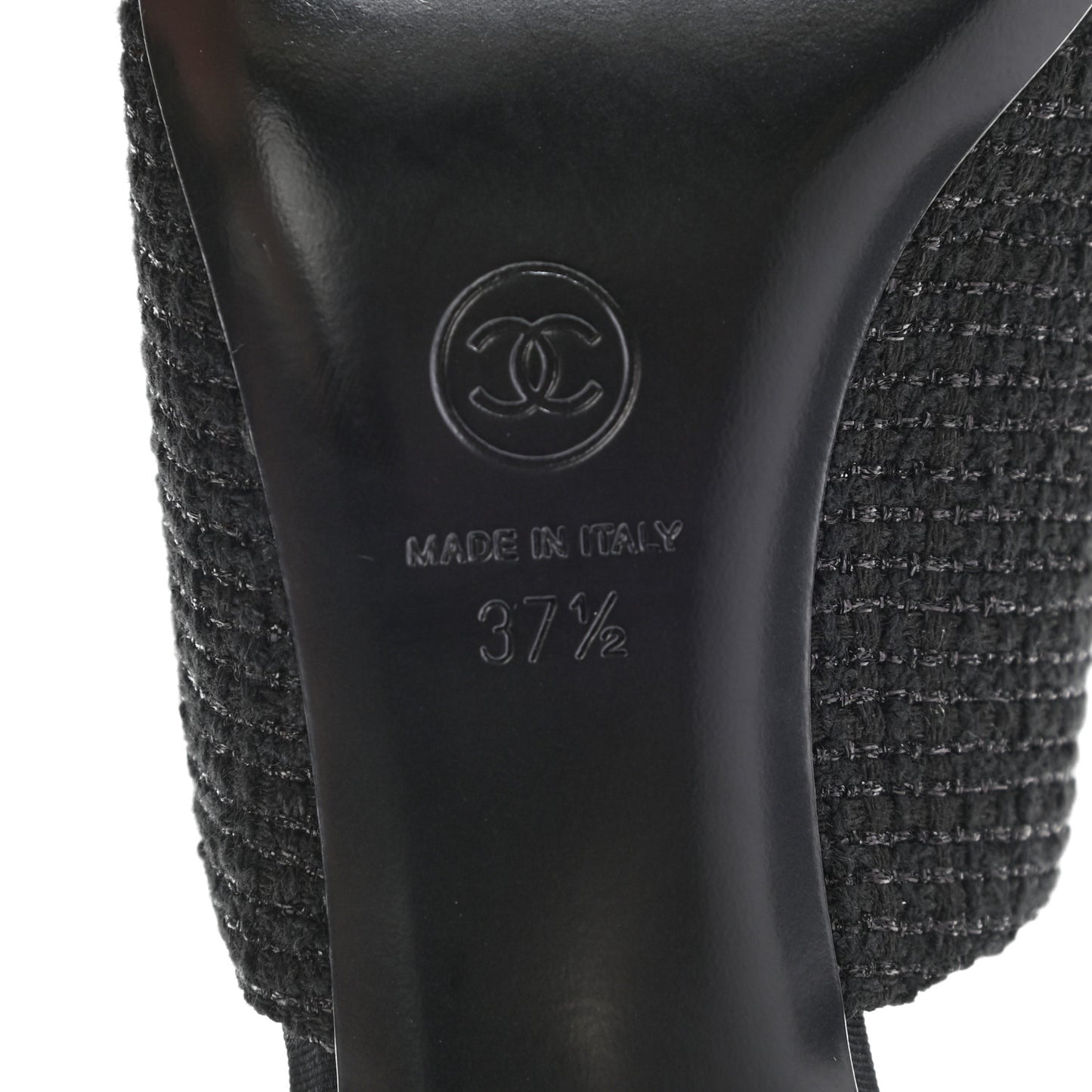 Tweed Grosgrain Cap Toe Pearl Mule 37.5 Black