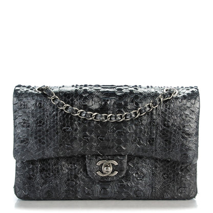 Chanel Embossed Python Medium Double Flap Black 1 of 8