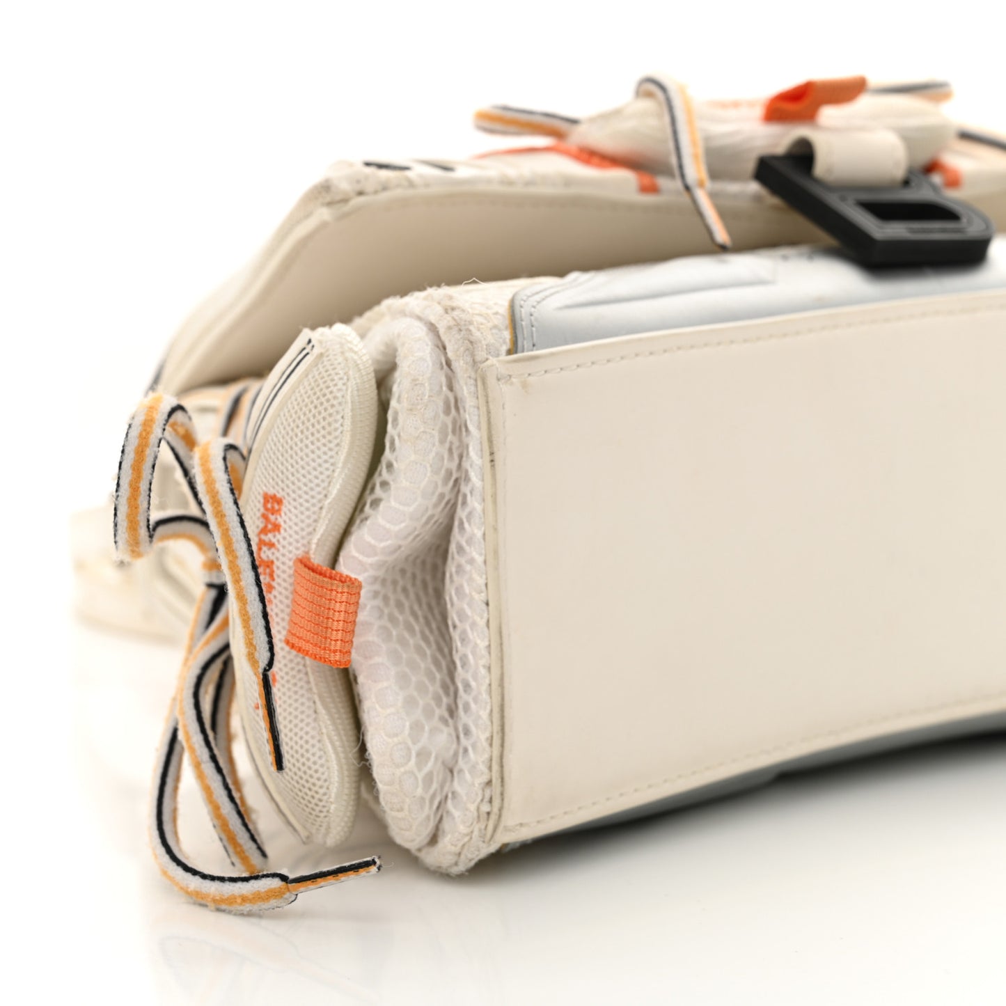 Faux Calfskin Fabric Glow In The Dark Small Sneakerhead Top Handle Bag White Orange
