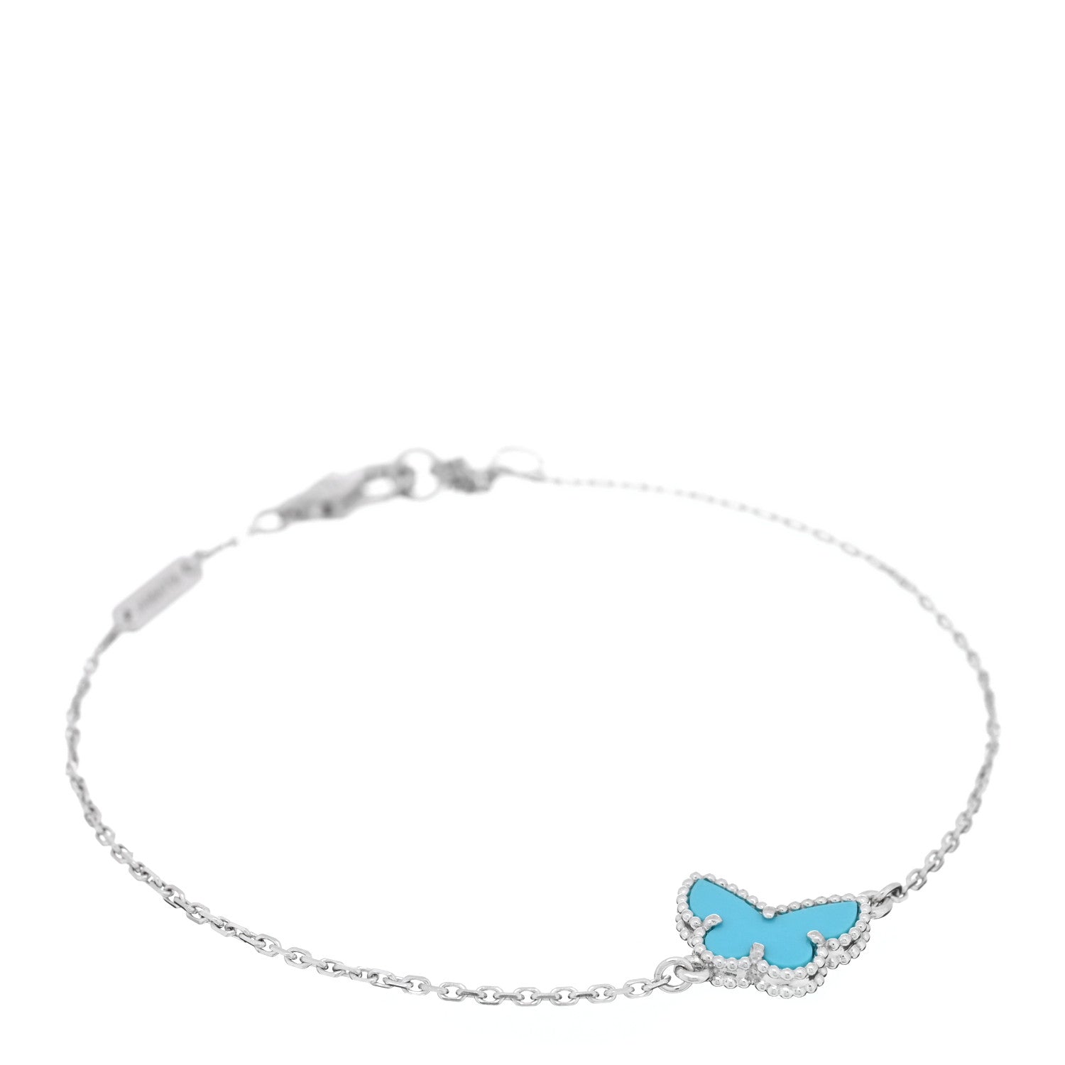 Van Cleef & Arpels 18K White Gold Turquoise Sweet Alhambra Butterfly Bracelet 1 of 3