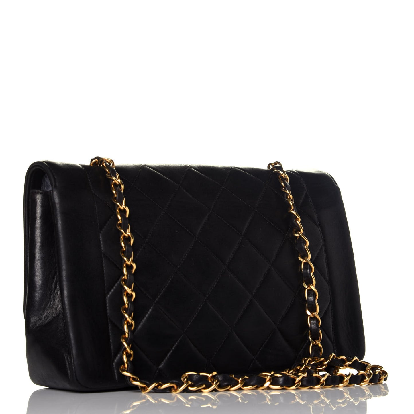 Lambskin Quilted Medium Single Flap Black