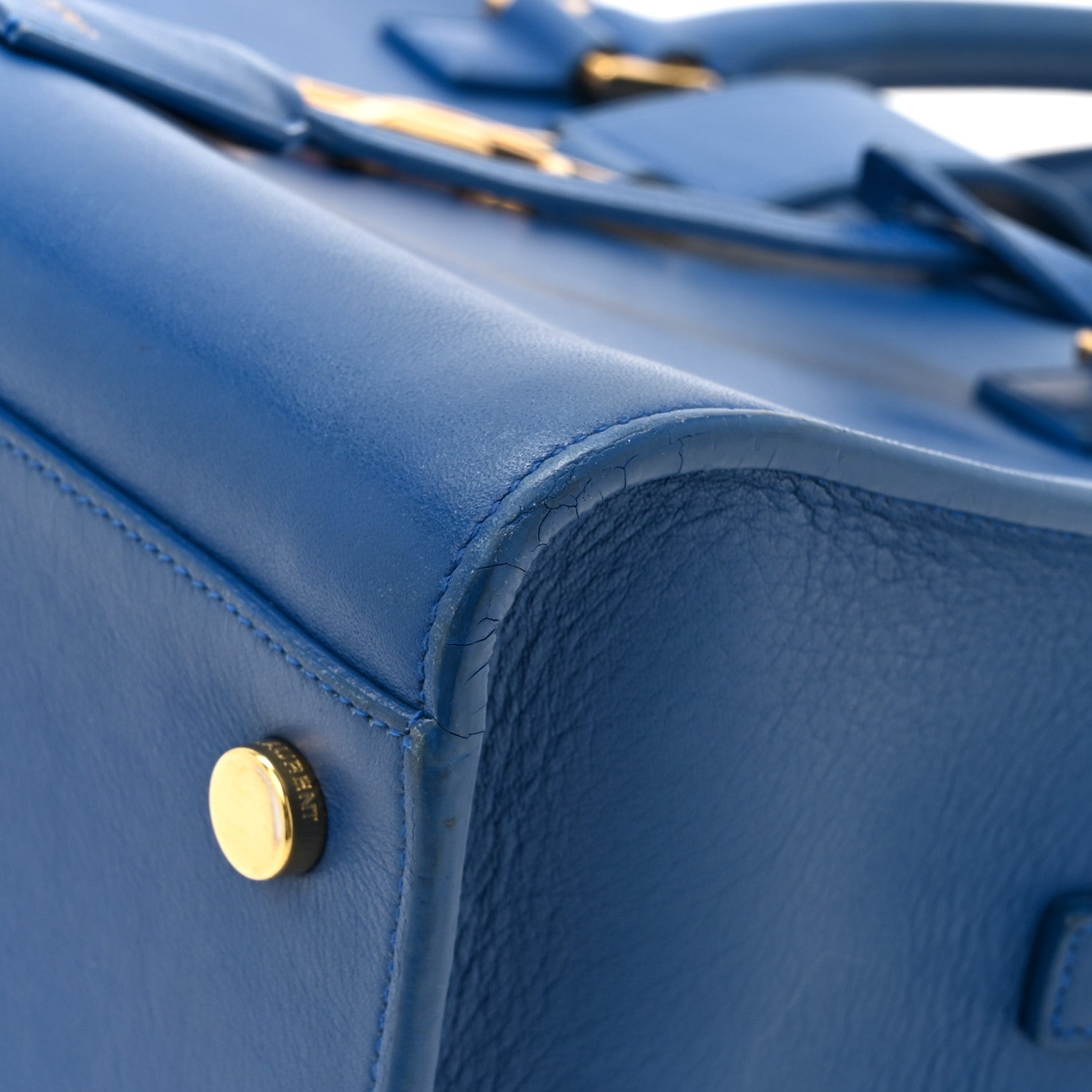 Saint Laurent Calfskin Small Monogram Cabas Blue Majorelle 17 of 19