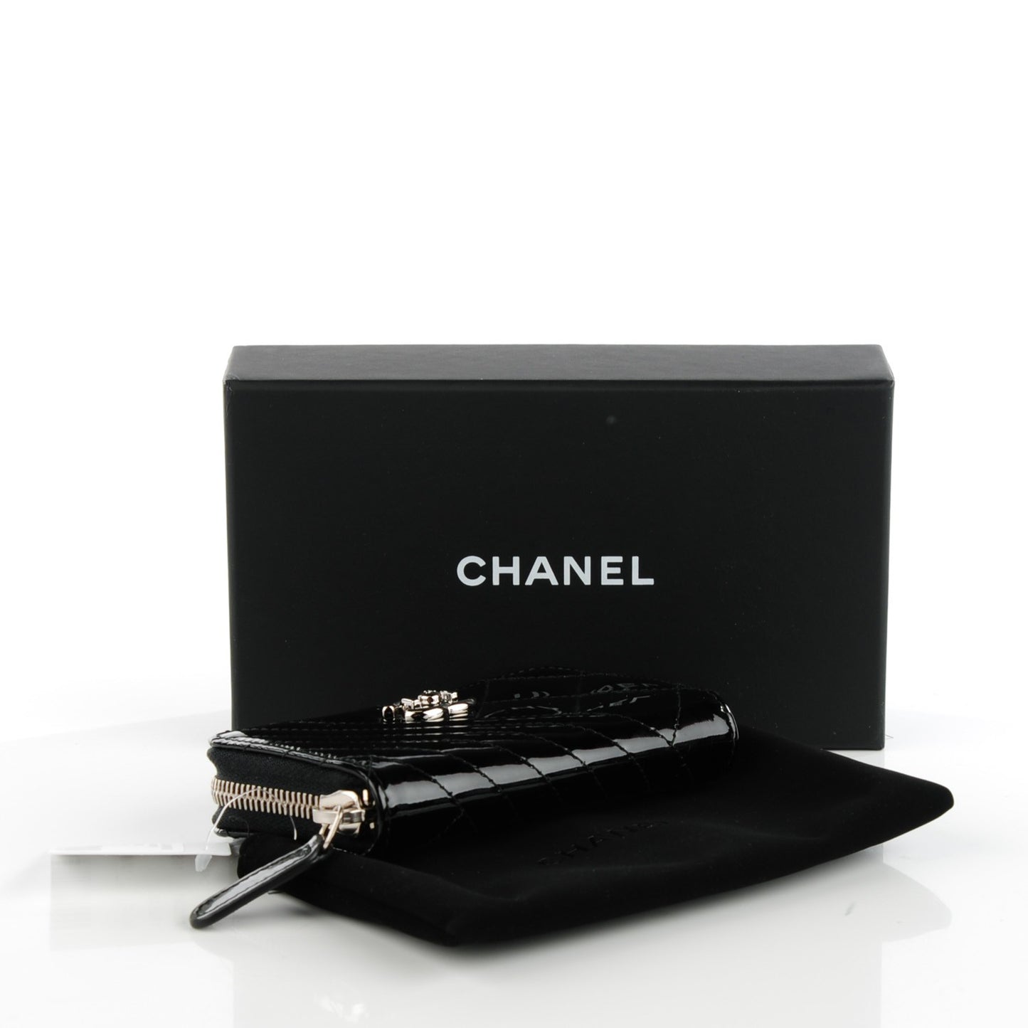Patent Quilted Coco Boy Zip Coin Purse Black