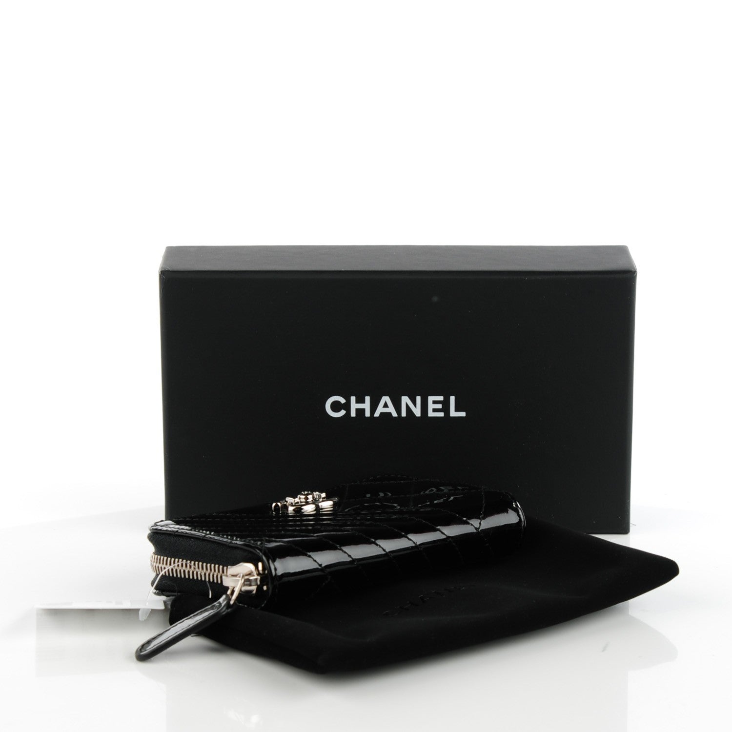 Chanel Patent Quilted Coco Boy Zip Coin Purse Black 4 of 7