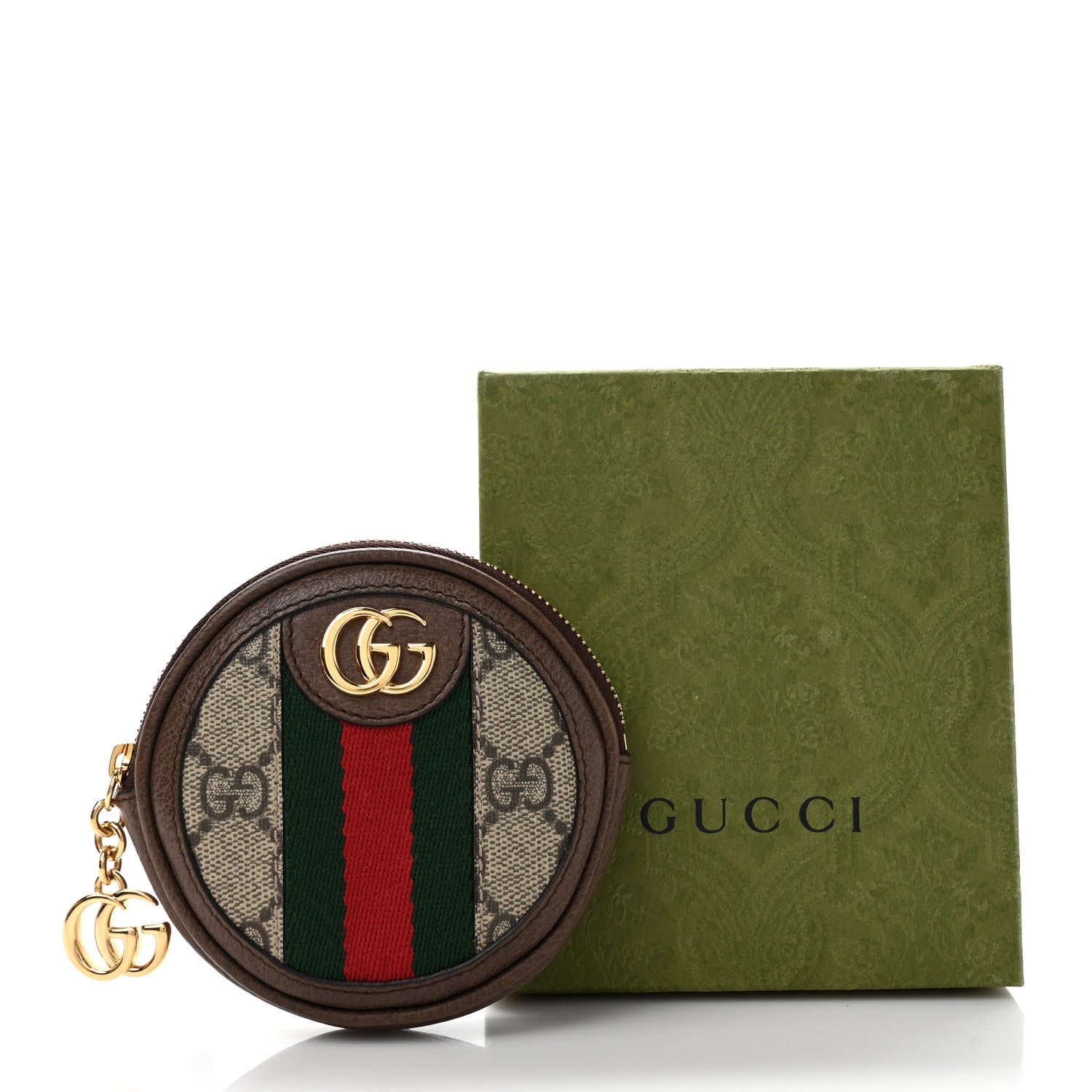 Gucci GG Supreme Monogram Web Ophidia Round Coin Purse Beige New Acero 8 of 8