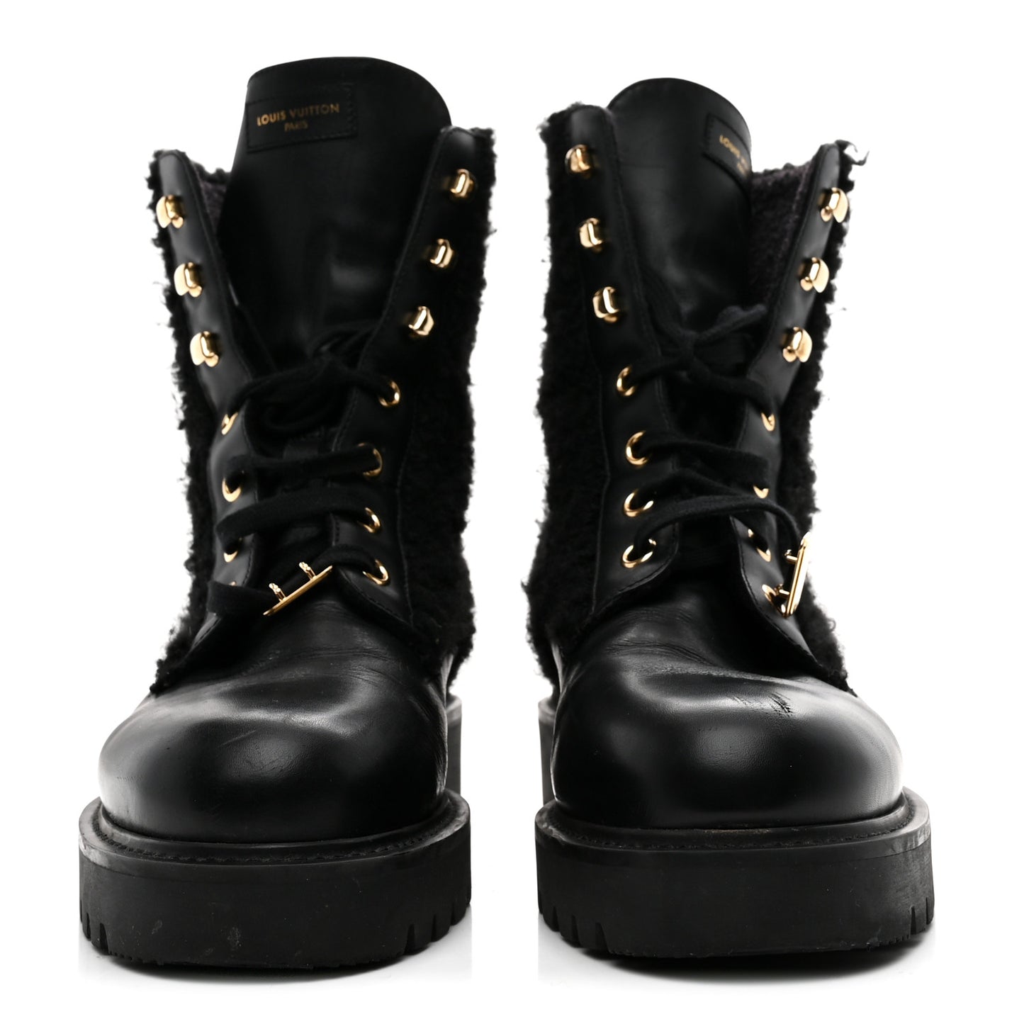 Shearling Calfskin Territory Ranger Combat Boots 41 Black