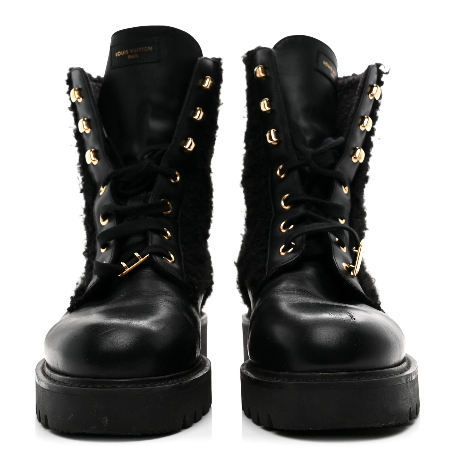 Louis Vuitton Shearling Calfskin Territory Ranger Combat Boots 41 Black 3 of 9