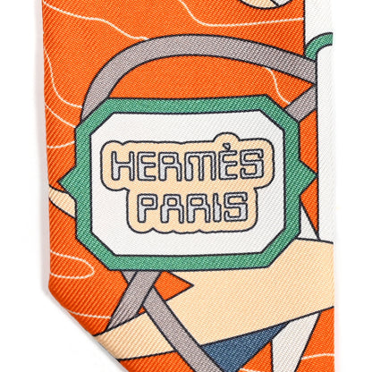 Hermes Silk Odyssey Twilly Orange Vert Jaune 3 of 5