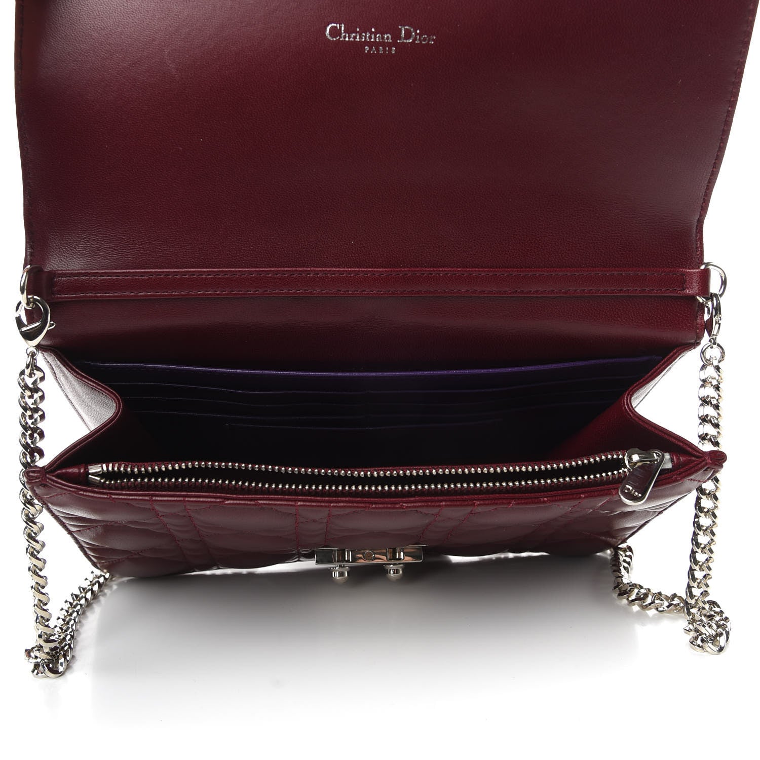 Christian Dior Lambskin Cannage Miss Dior Promenade Pouch Plum 7 of 8