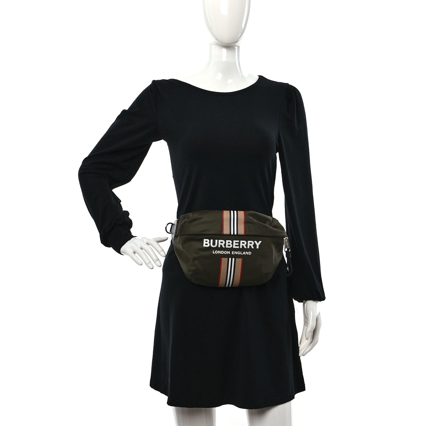 Nylon Icon Stripe Medium Sonny Bum Bag Dark Olive Green