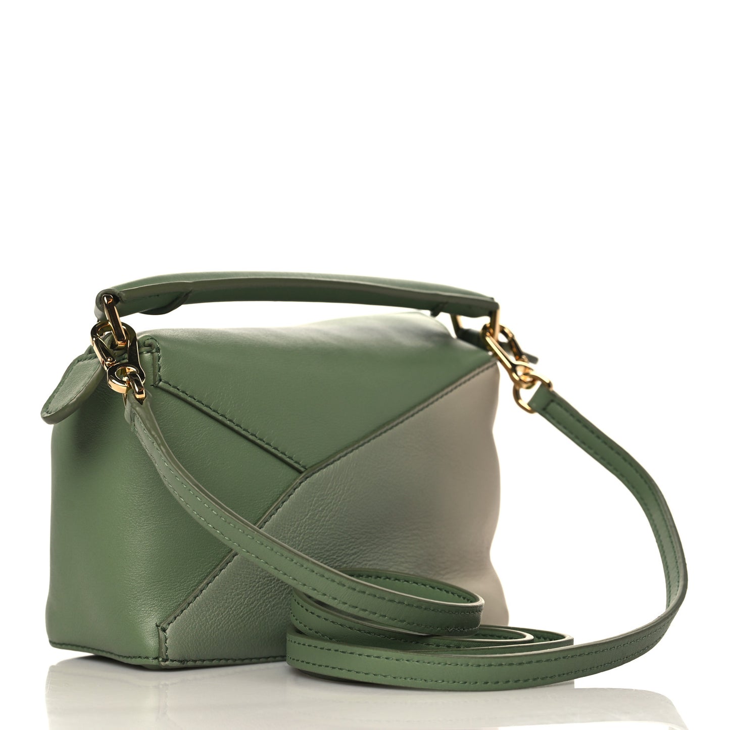 Calfskin Paula's Ibiza Degrade Mini Puzzle Bag Rosemary Light Oak