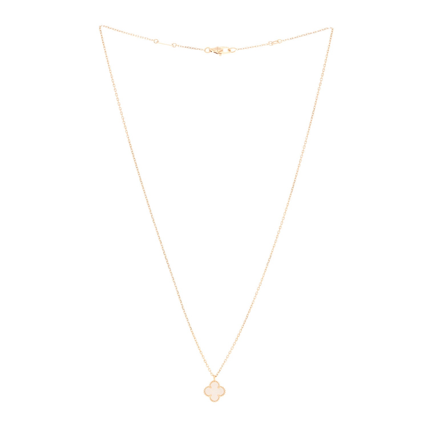 Van Cleef & Arpels 18K Yellow Gold Mother of Pearl Sweet Alhambra Pendant Necklace 3 of 6