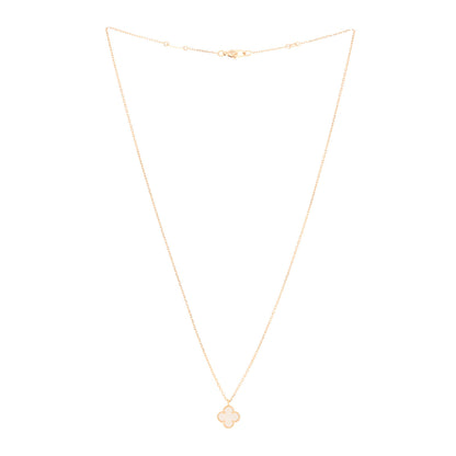 Van Cleef & Arpels 18K Yellow Gold Mother of Pearl Sweet Alhambra Pendant Necklace 3 of 6