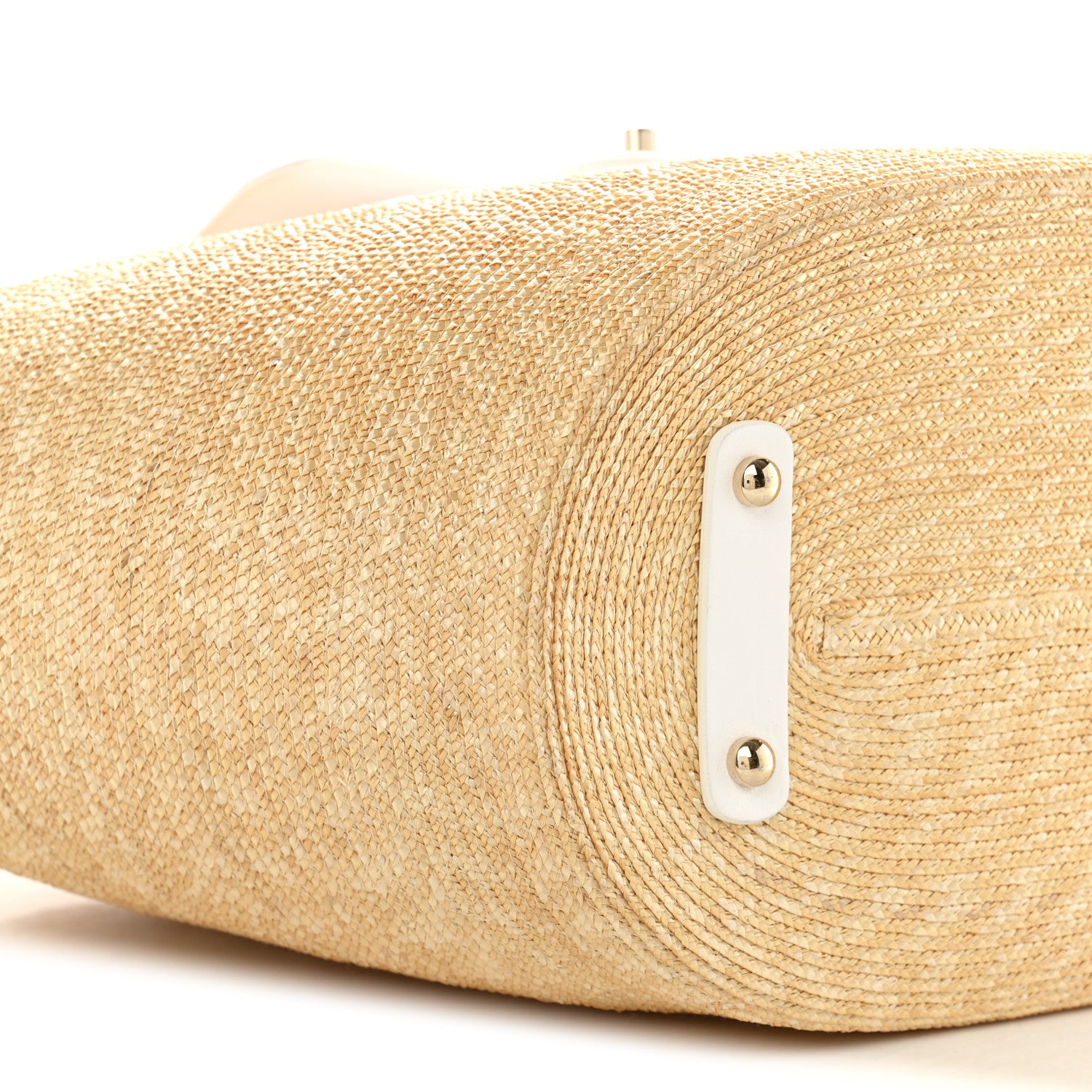 Chanel Raffia Braided Lambskin Large Wicker Tote Beige White 10 of 11