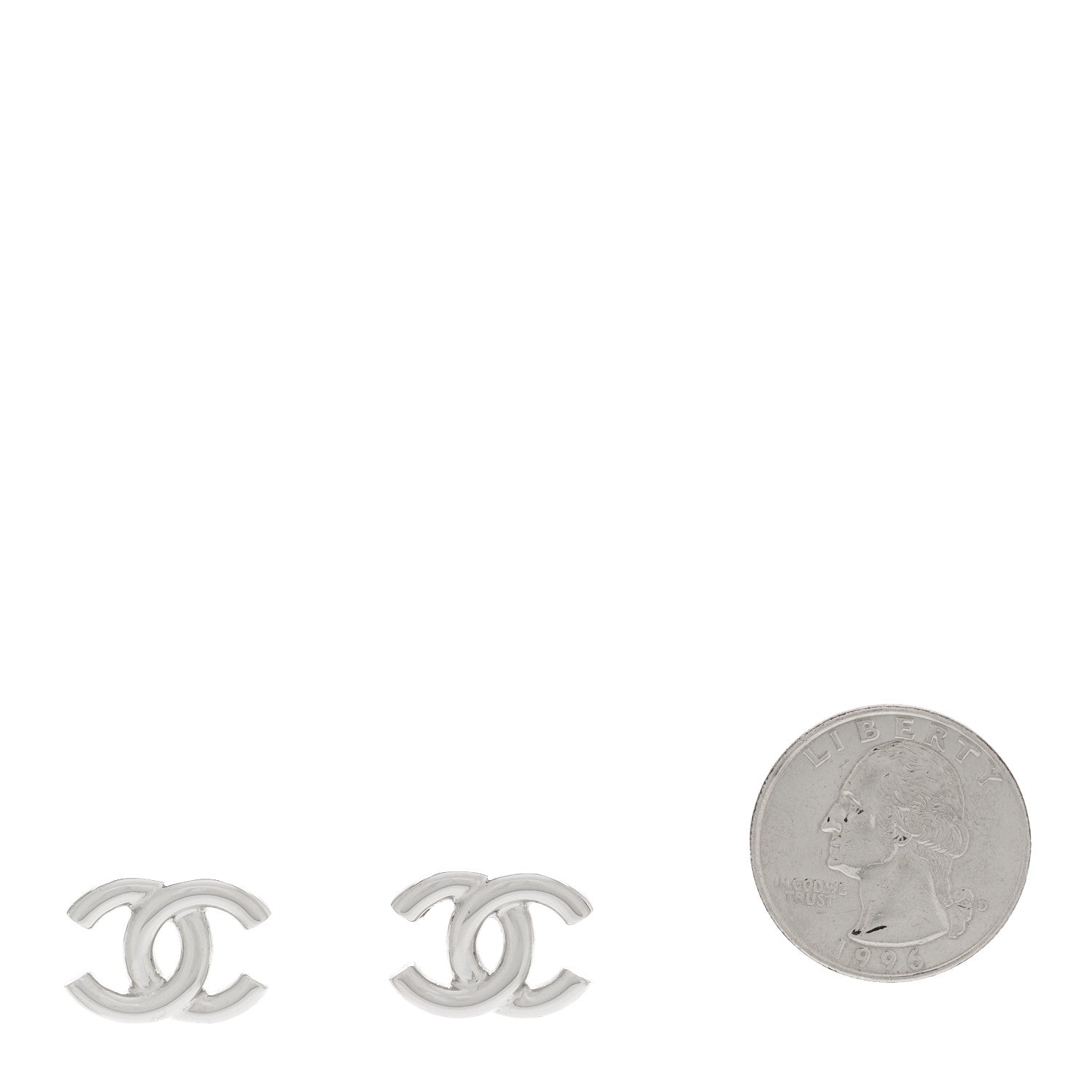 Chanel Metal CC Earrings Silver 2 of 5