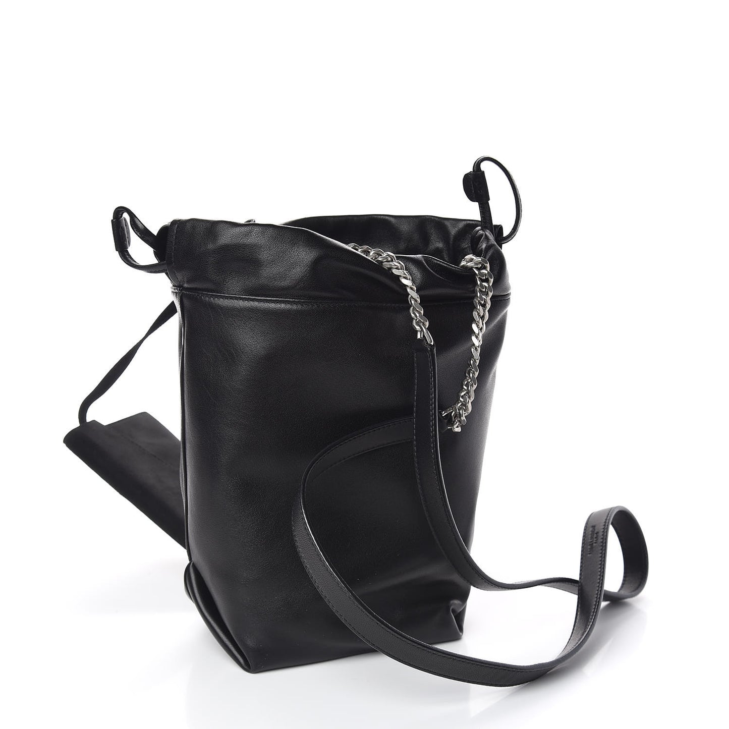 Lambskin Small Teddy Bucket Bag Black