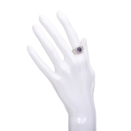 David Yurman Sterling Silver Diamond Amethyst 7mm Petite Albion Ring 55 7.25 2 of 5