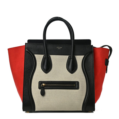 Celine Canvas Smooth Calfskin Micro Tri-Color Luggage Carmin 1 of 11