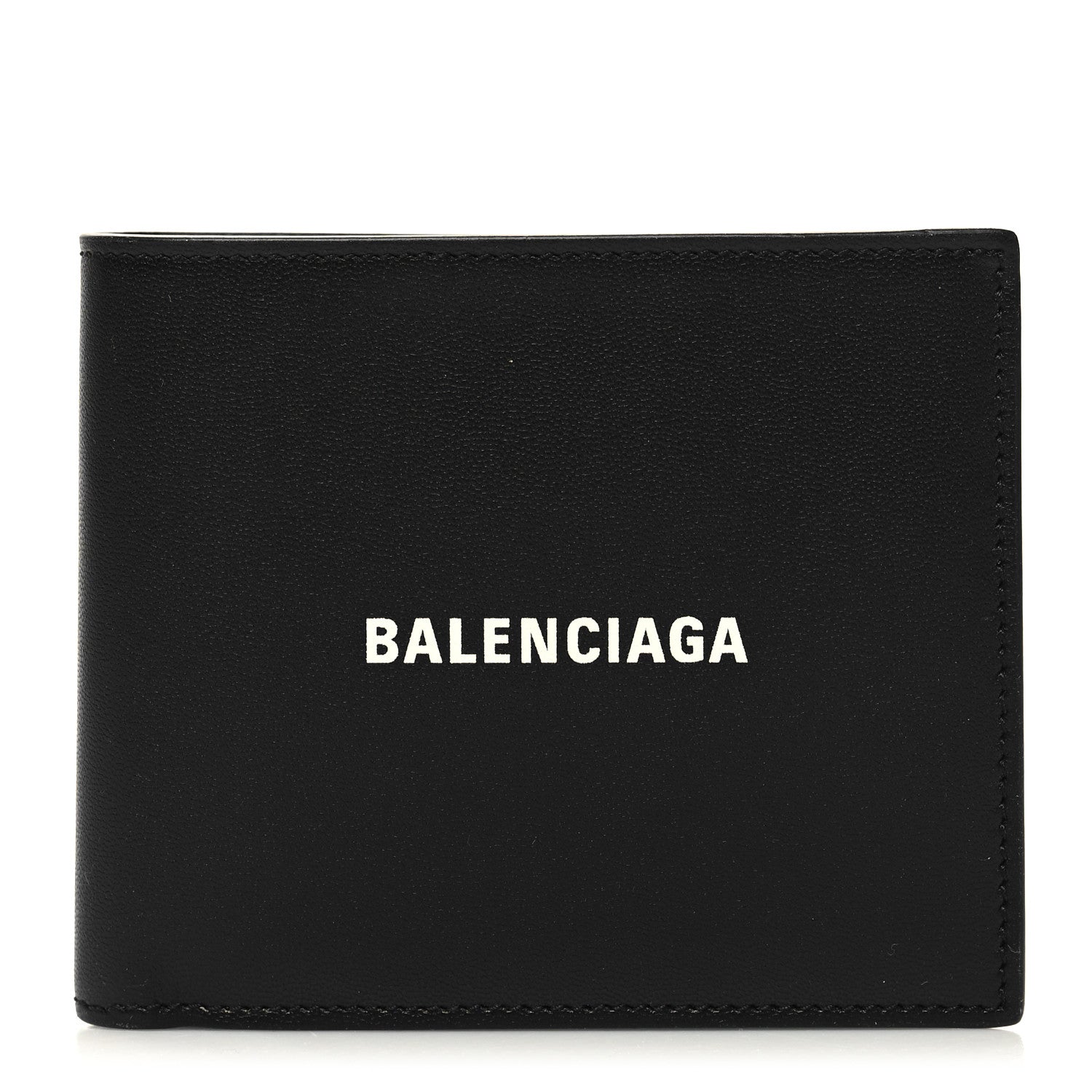 Balenciaga Calfskin Logo Cash Square Bi-Fold Wallet Black White 1 of 7