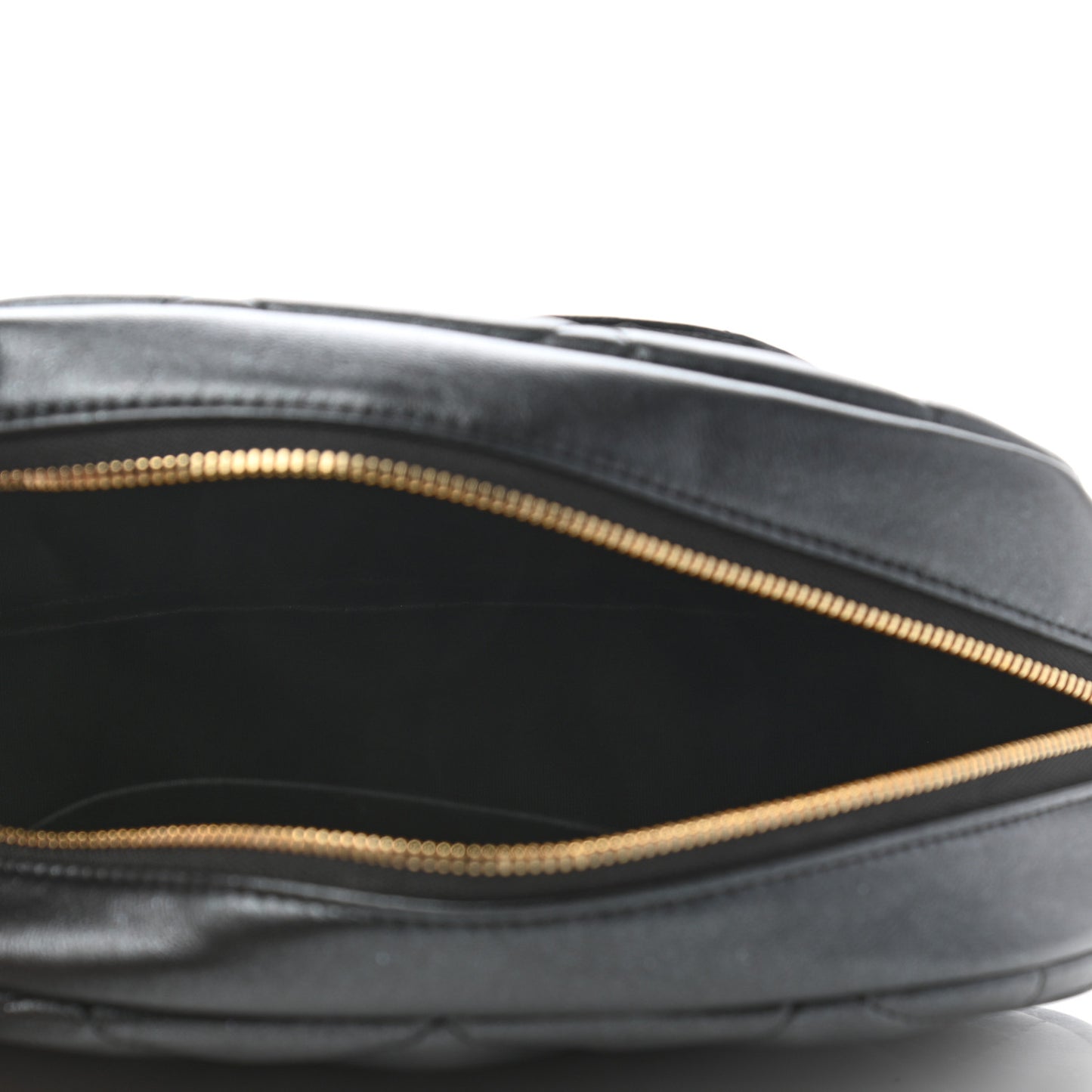 Lambskin Quilted Double Zip Pouch Black
