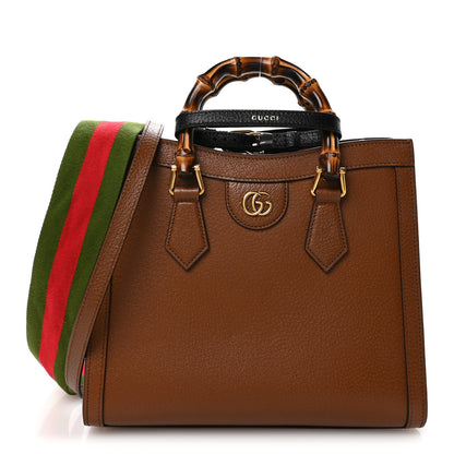 Gucci Textured Dollar Calfskin Web Small Diana Tote Bag Cuir Black 1 of 11