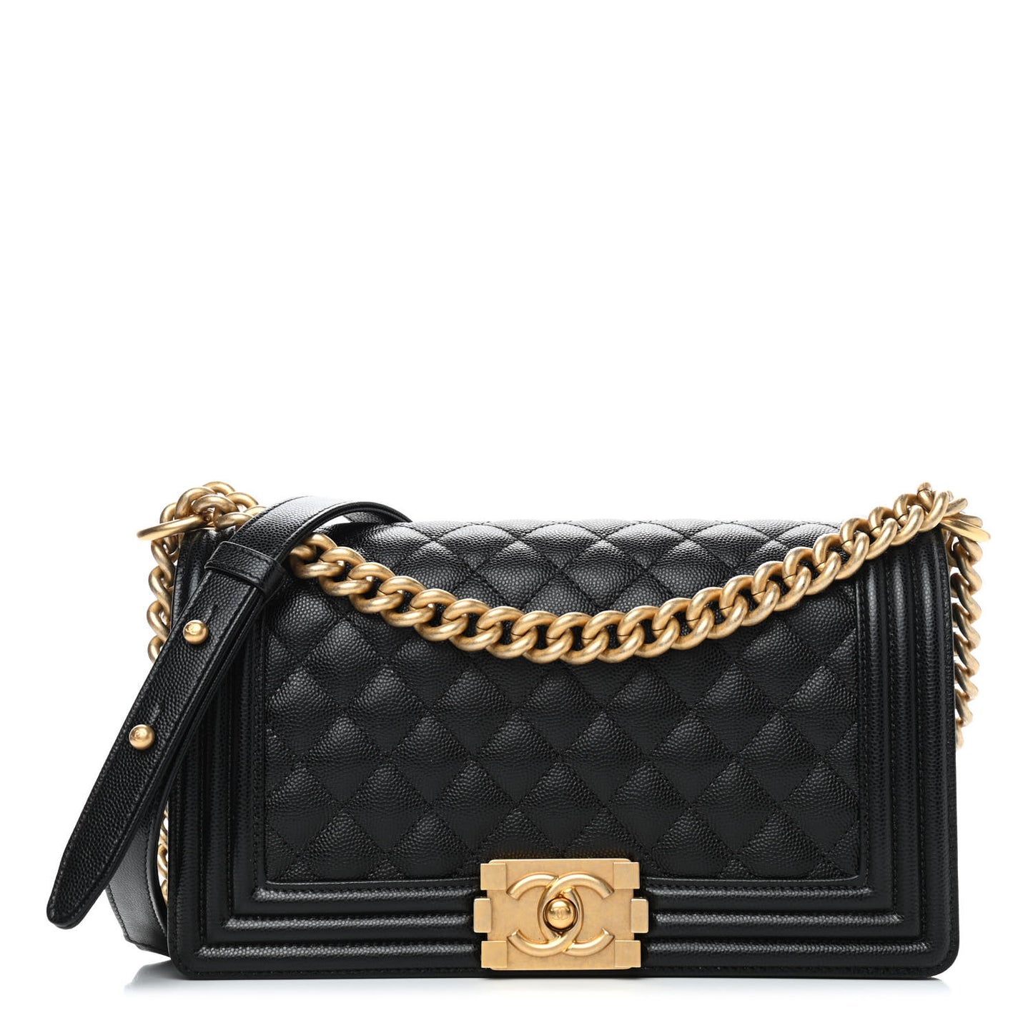 Caviar Quilted Medium Boy Flap Black
