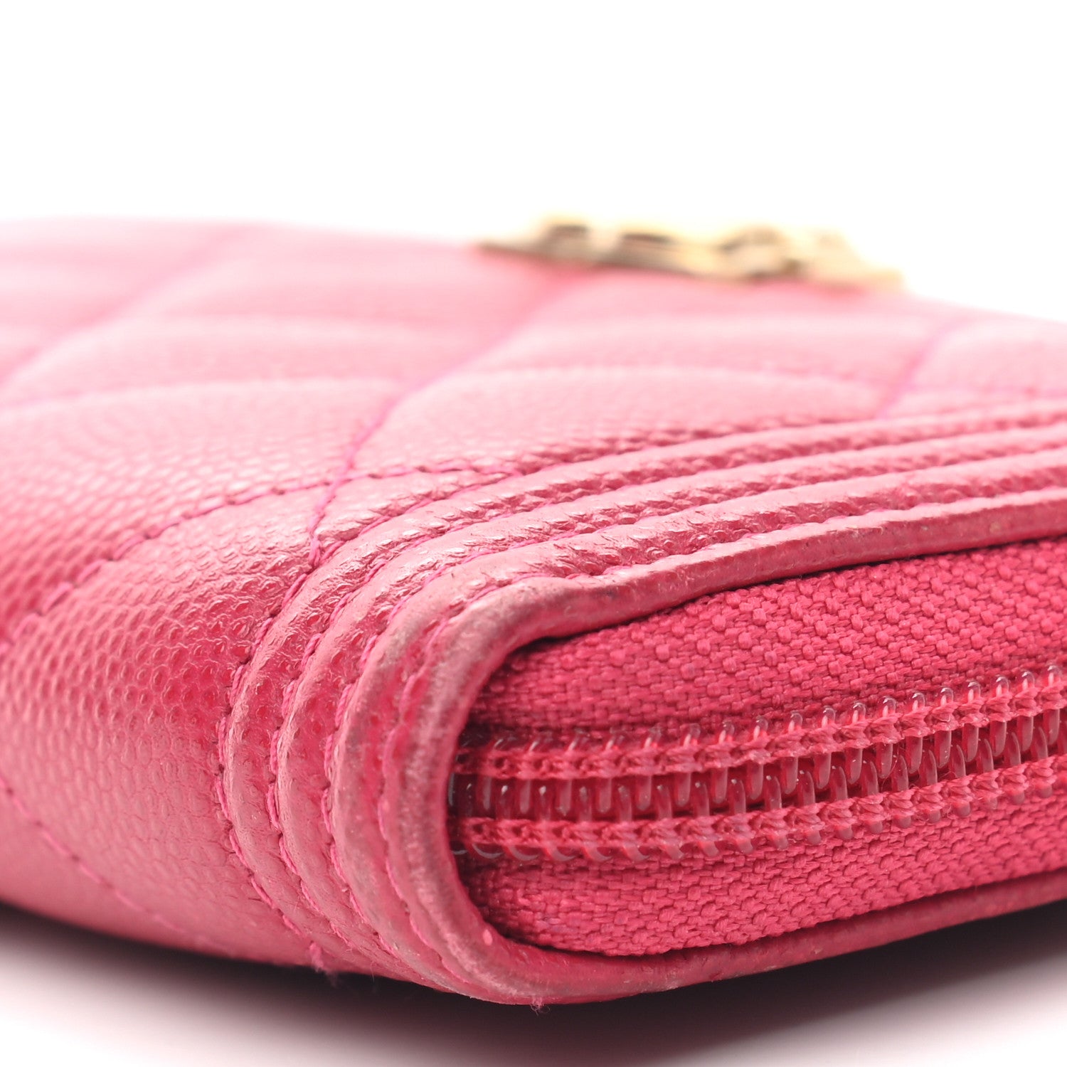 Chanel Caviar Quilted Boy Small Zip Around Wallet Pink 6 of 13