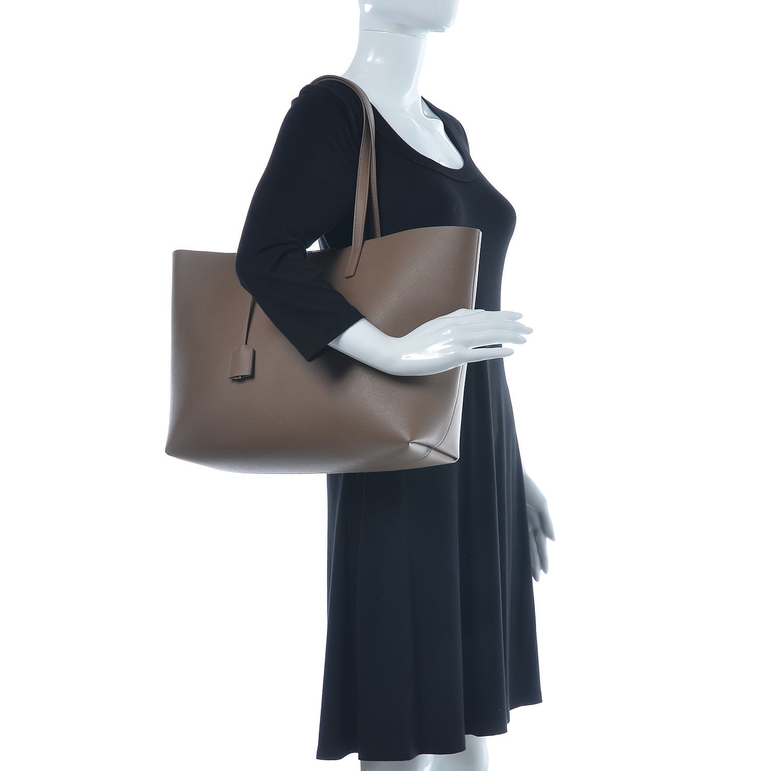 Saint Laurent Calfskin Large Shopping Tote Taupe 2 of 9