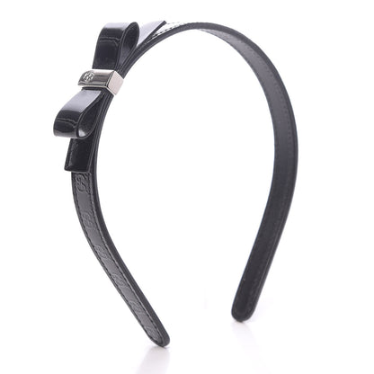 Gucci Patent Guccissima Childrens Interlocking G Bow Headband Black 4 of 5