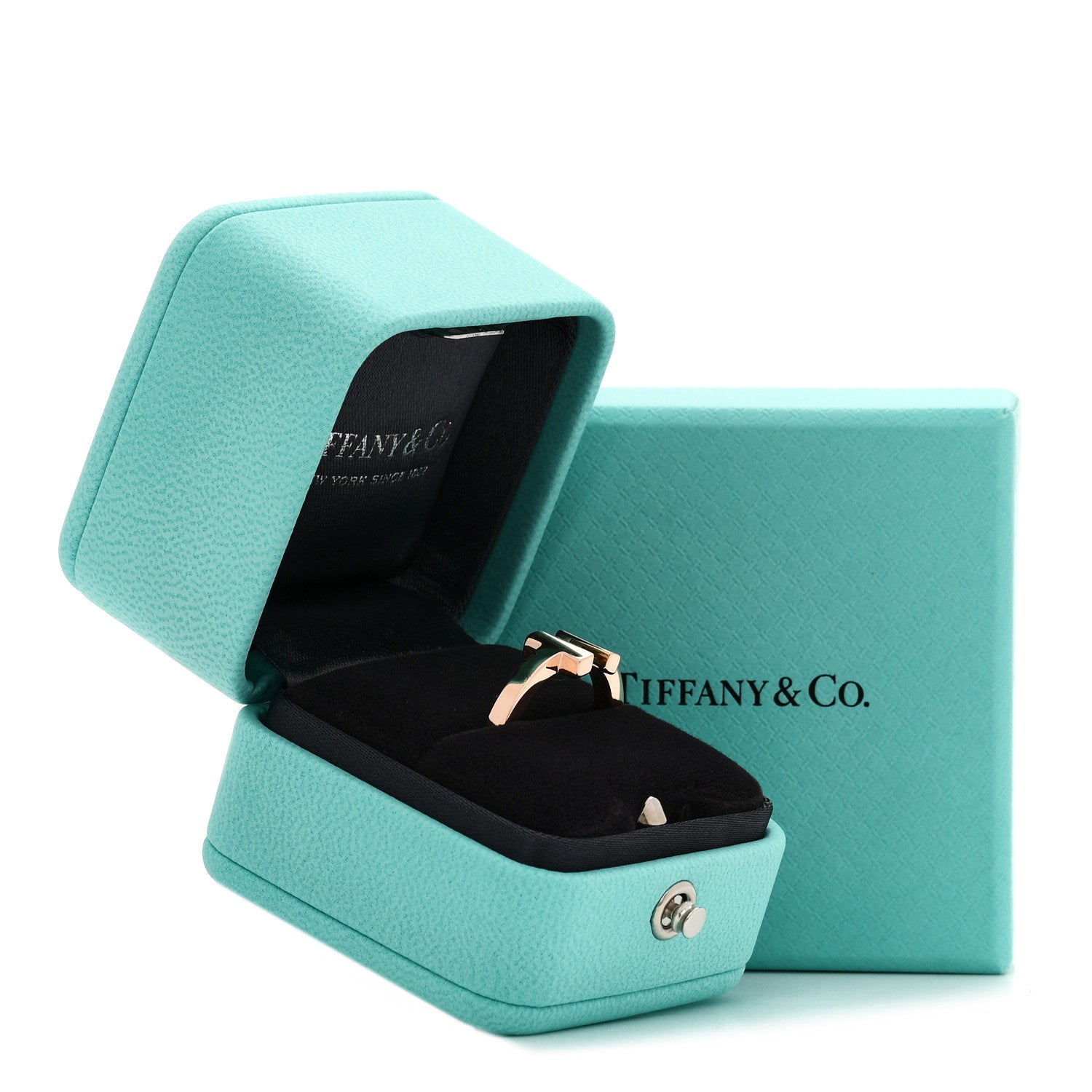 Tiffany 18K Rose Gold T Square Ring 54 7 6 of 6