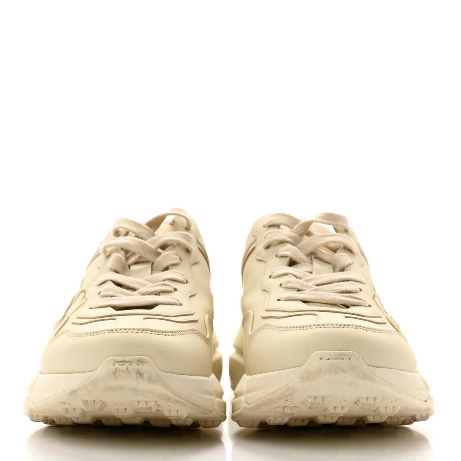 Gucci Calfskin Logo Womens Rhyton Sneakers 37 Ivory 2 of 8