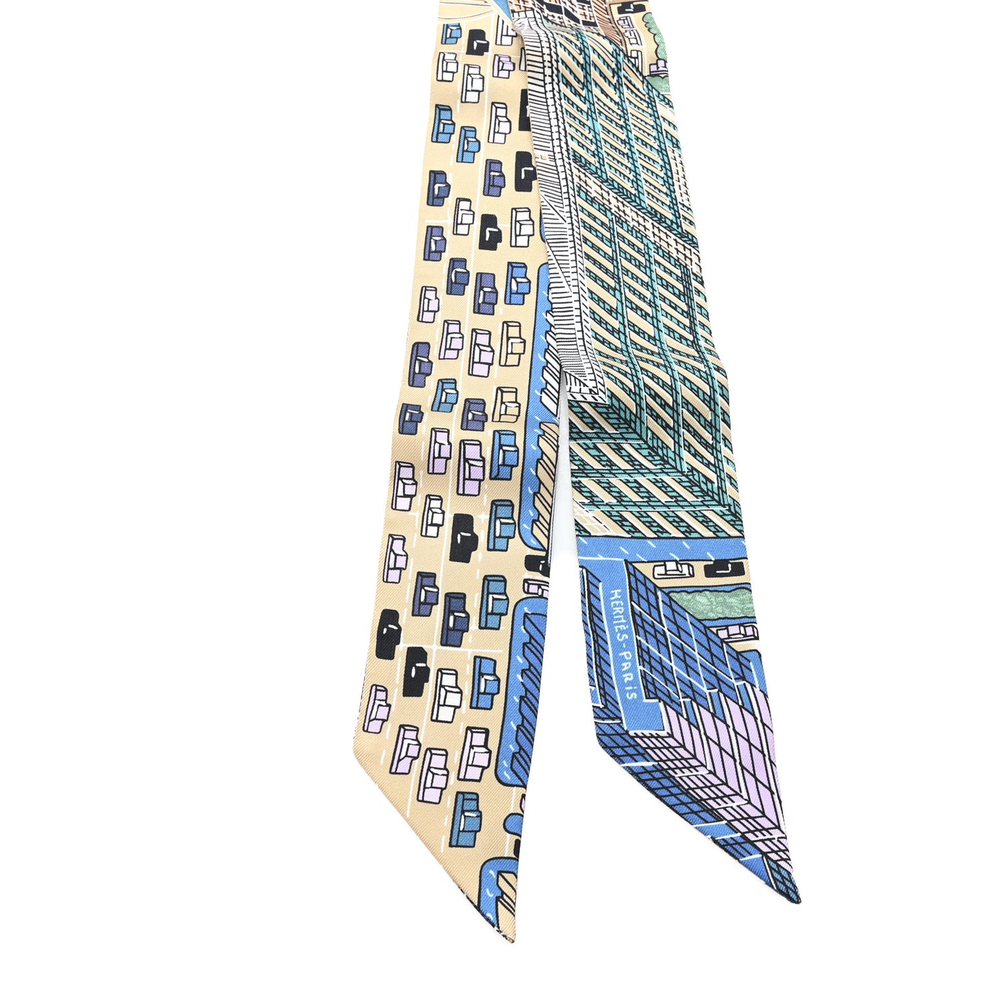 Silk Pantin City Twilly Beige Bleu Cobalt Vert
