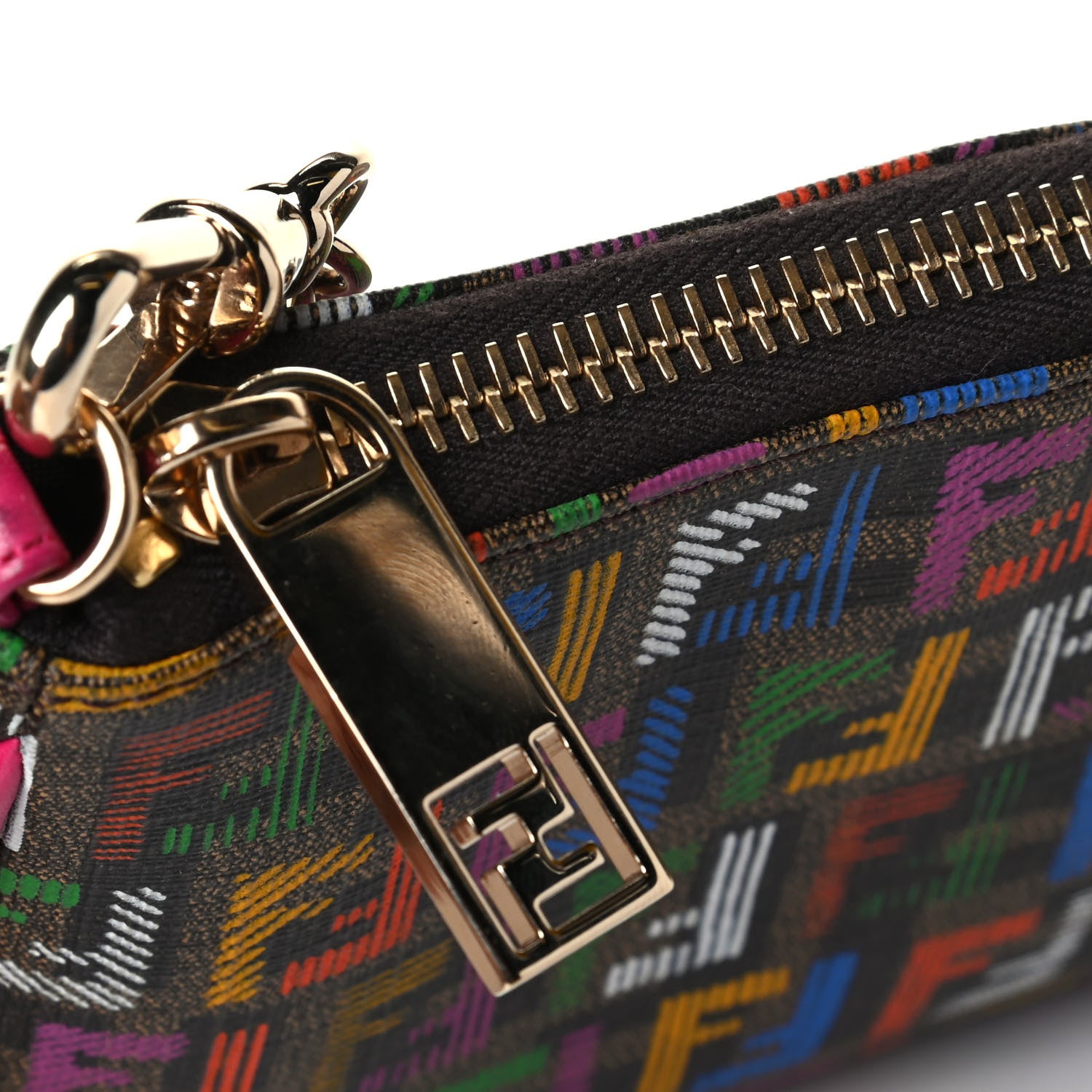 Fendi Zucchino Spalmati FF Multicolor Pochette Tobacco Multicolor Fuchsia 5 of 6
