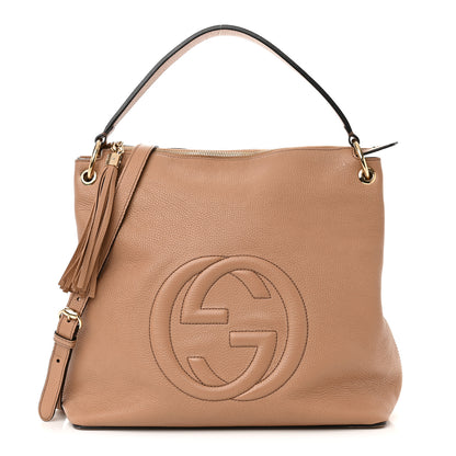 Gucci Pebbled Calfskin Large Soho Hobo Camelia 1 of 14