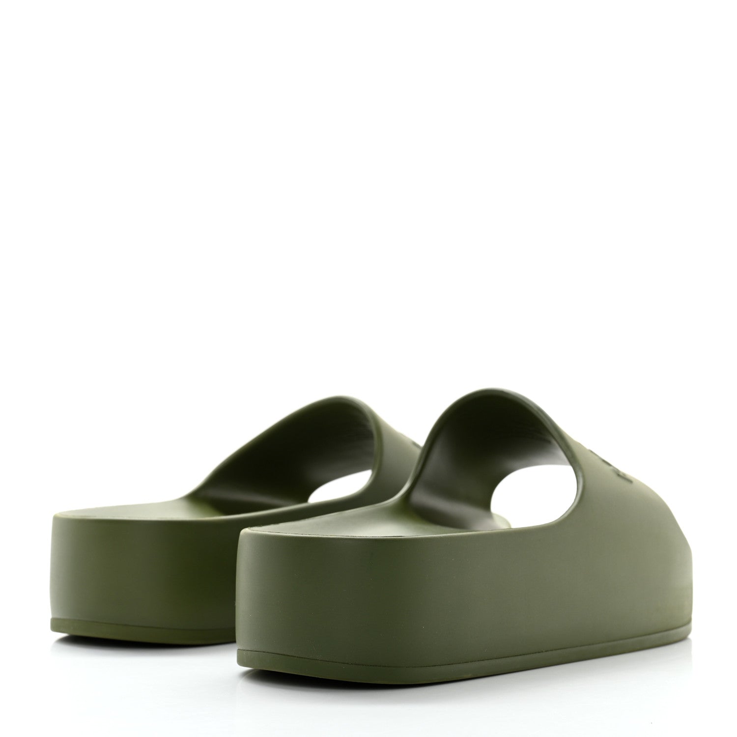 Balenciaga Rubber Womens Chunky Slide Sandals 37 Kaki 4 of 8