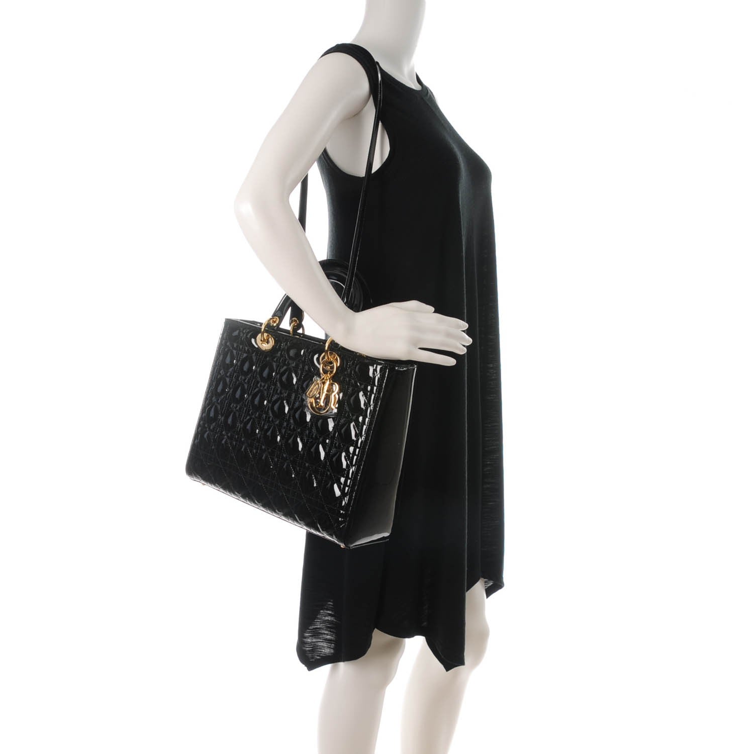 Christian Dior Patent Cannage Large Lady Dior Black 2 of 7