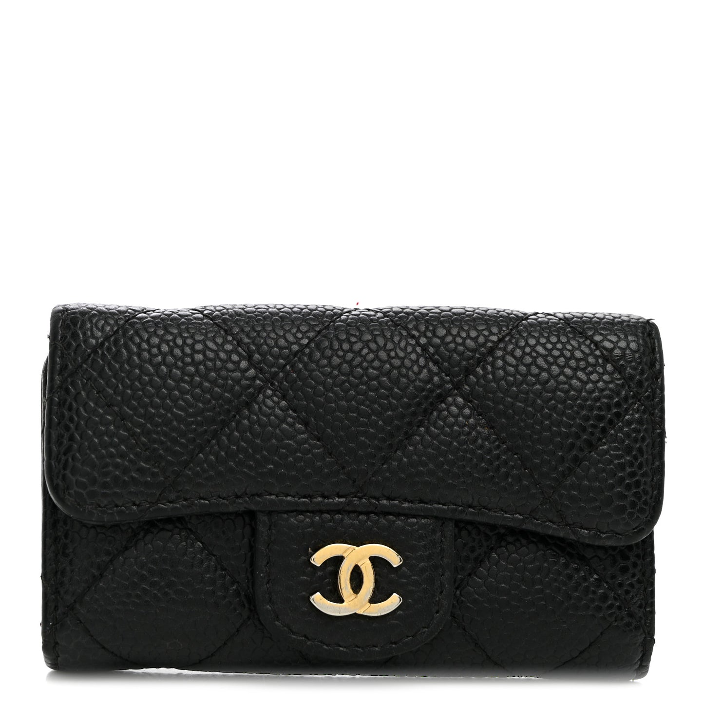 Caviar Quilted 6 Key Holder Black