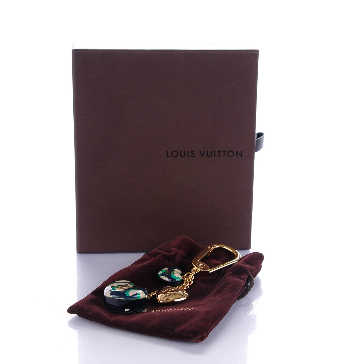 Louis Vuitton Leopard Heart Bag Charm Key Holder Blue Infini 4 of 4