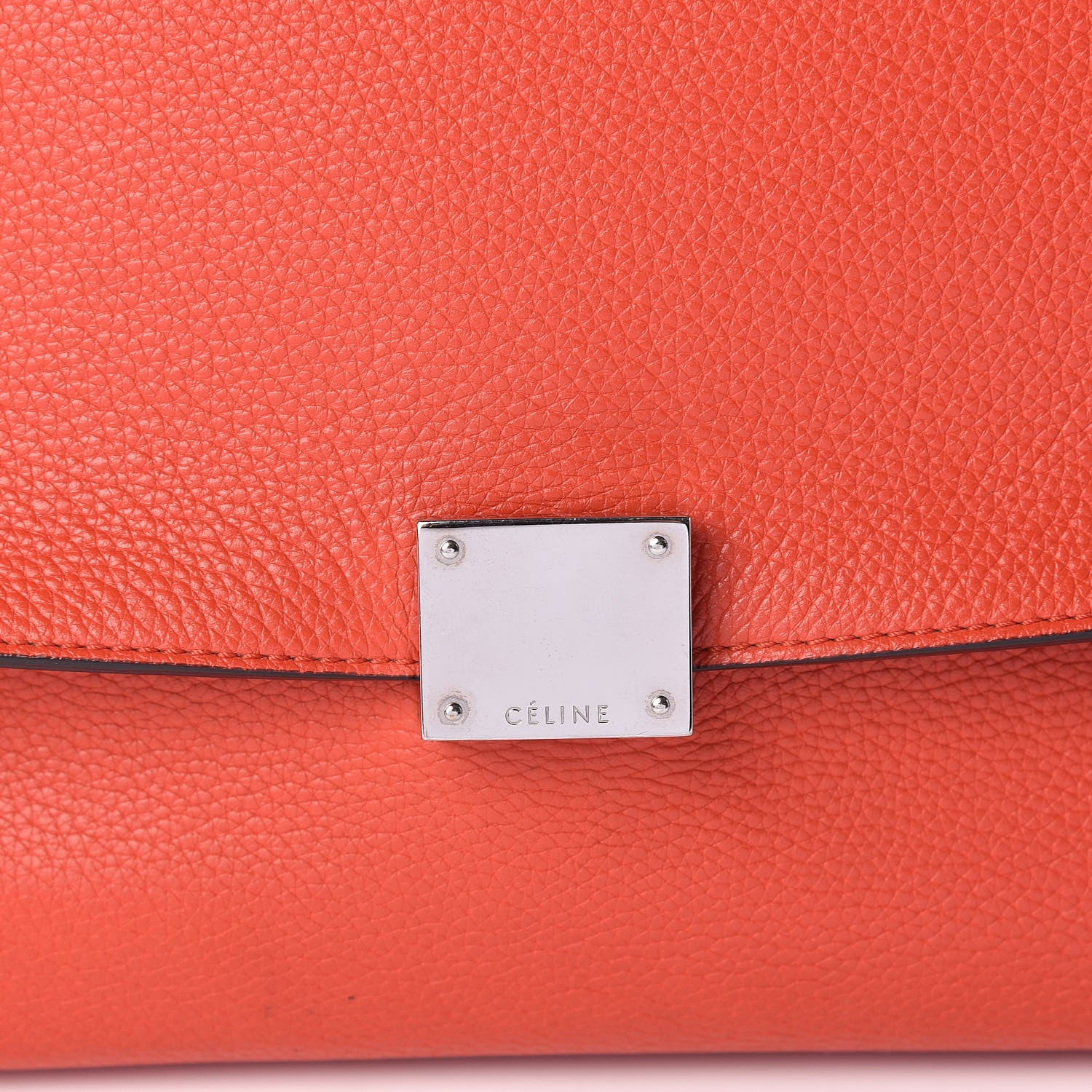 Celine Drummed Calfskin Suede Medium Trapeze Vermillion 11 of 11