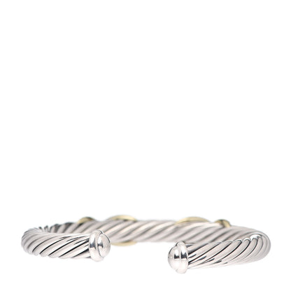 David Yurman Sterling Silver 14K Yellow Gold 7mm Double X Cable Bracelet 3 of 4
