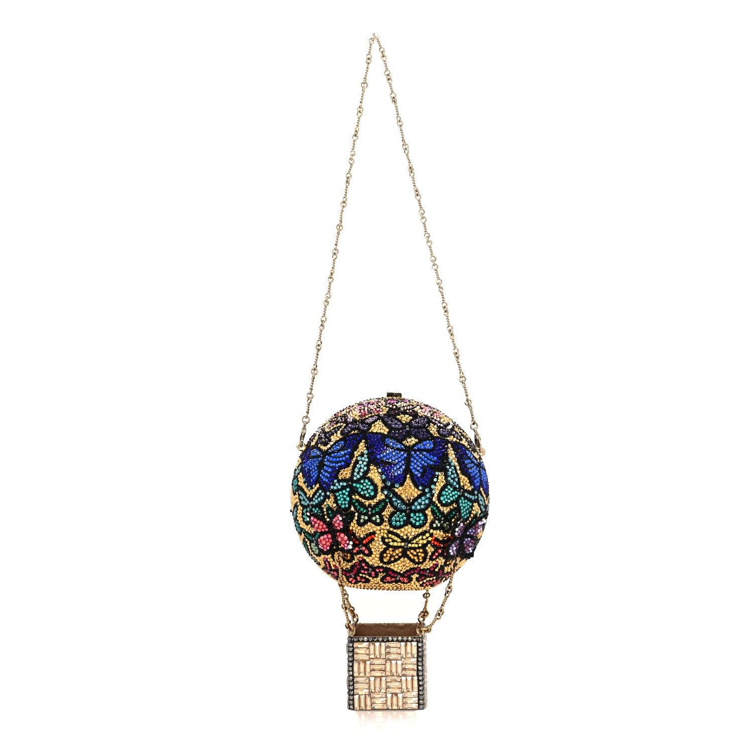 Judith Leiber Crystal Butterfly Hot Air Balloon Minaudiere Clutch Champagne Multicolor 1 of 11