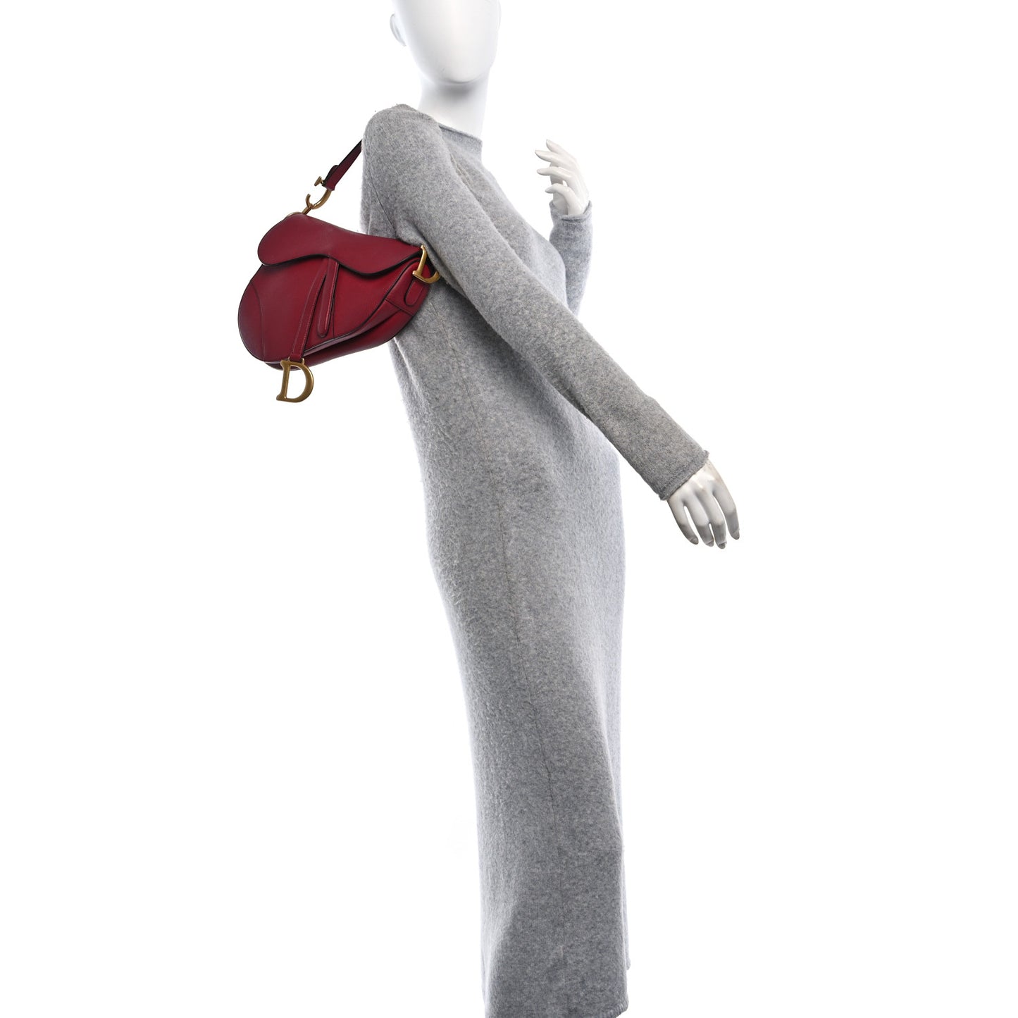 Grained Calfskin Saddle Bag Red