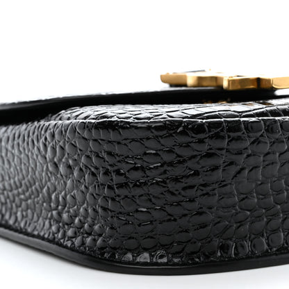 Saint Laurent Crocodile Embossed Calfskin Small Kaia Satchel Black 9 of 10