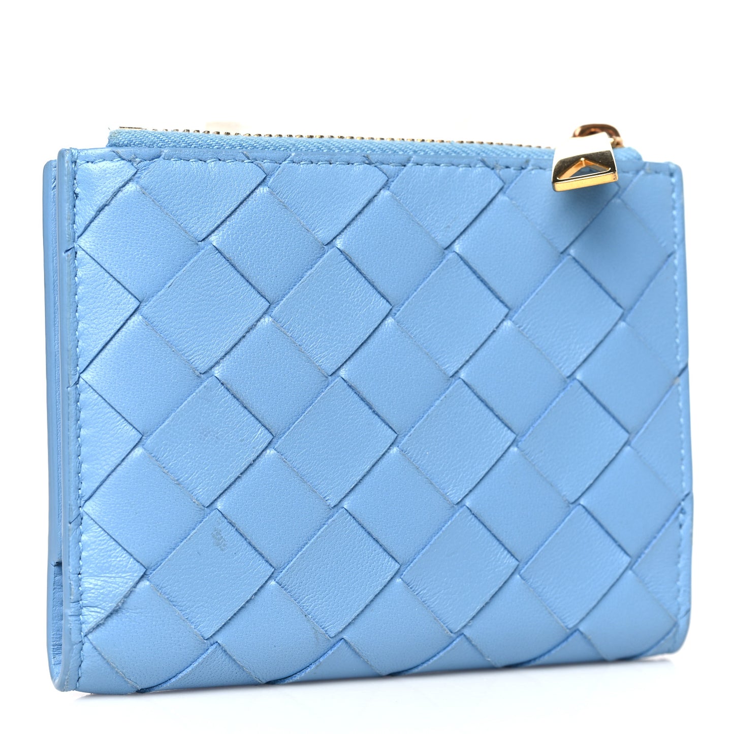 Nappa Intrecciato Small Bi-Fold Zip Wallet Ice