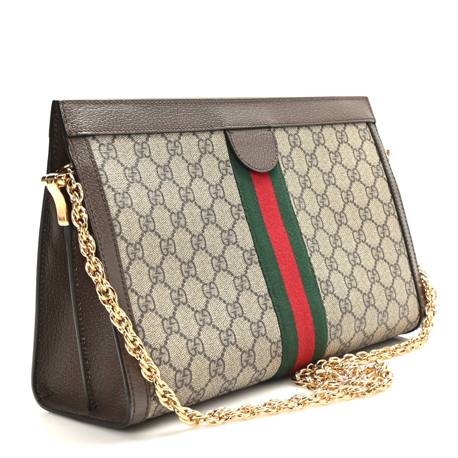 Gucci GG Supreme Monogram Web Medium Ophidia Chain Shoulder Bag Brown 3 of 9