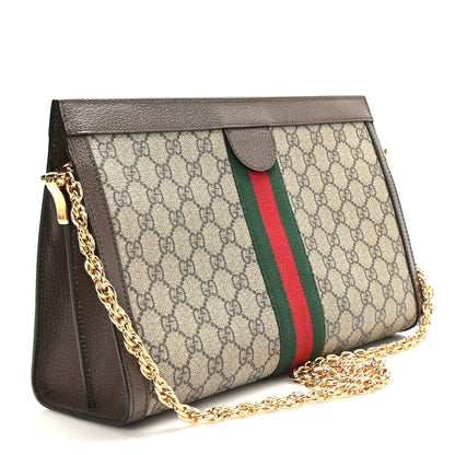 Gucci GG Supreme Monogram Web Medium Ophidia Chain Shoulder Bag Brown 3 of 9
