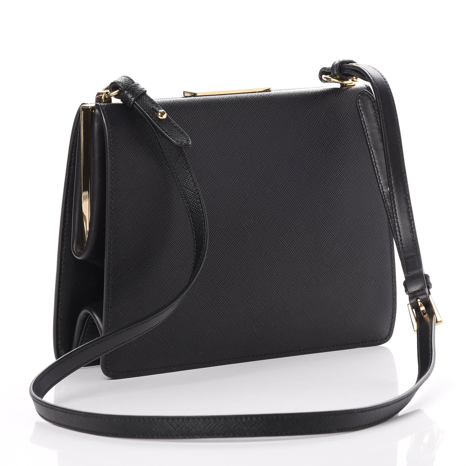 Prada Saffiano City Calf Light Frame Bag Nero Black 3 of 8